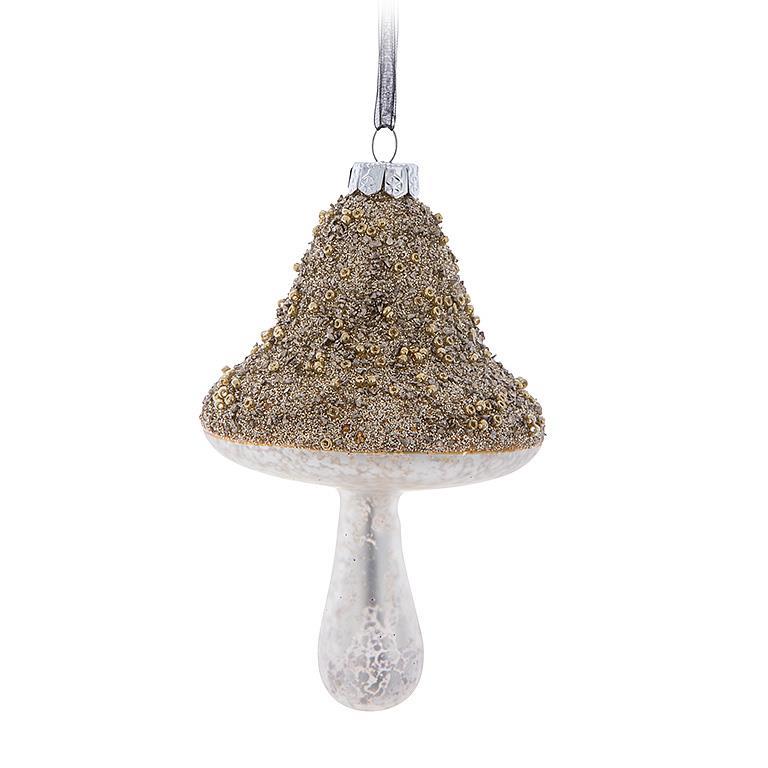 GLITTER MUSHROOM ORNAMENT - 5''H