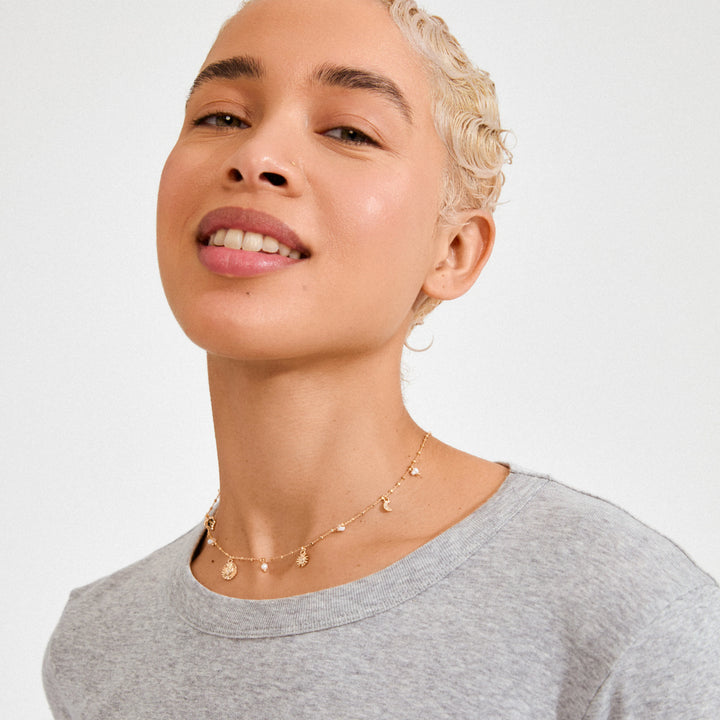 MYLAN NECKLACE "GOLD PLATED WHITE"