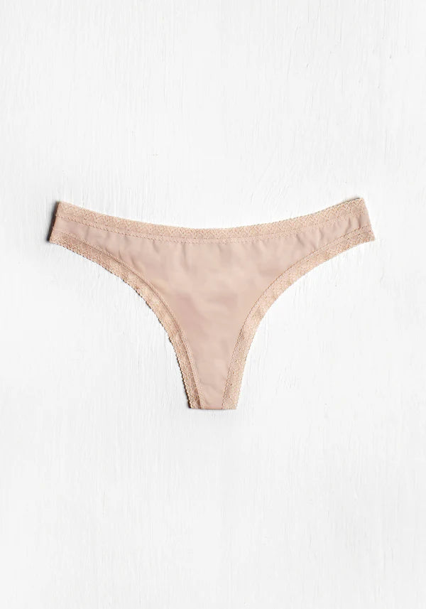 THE MICRO - LACE TRIM THONG "NUDE"