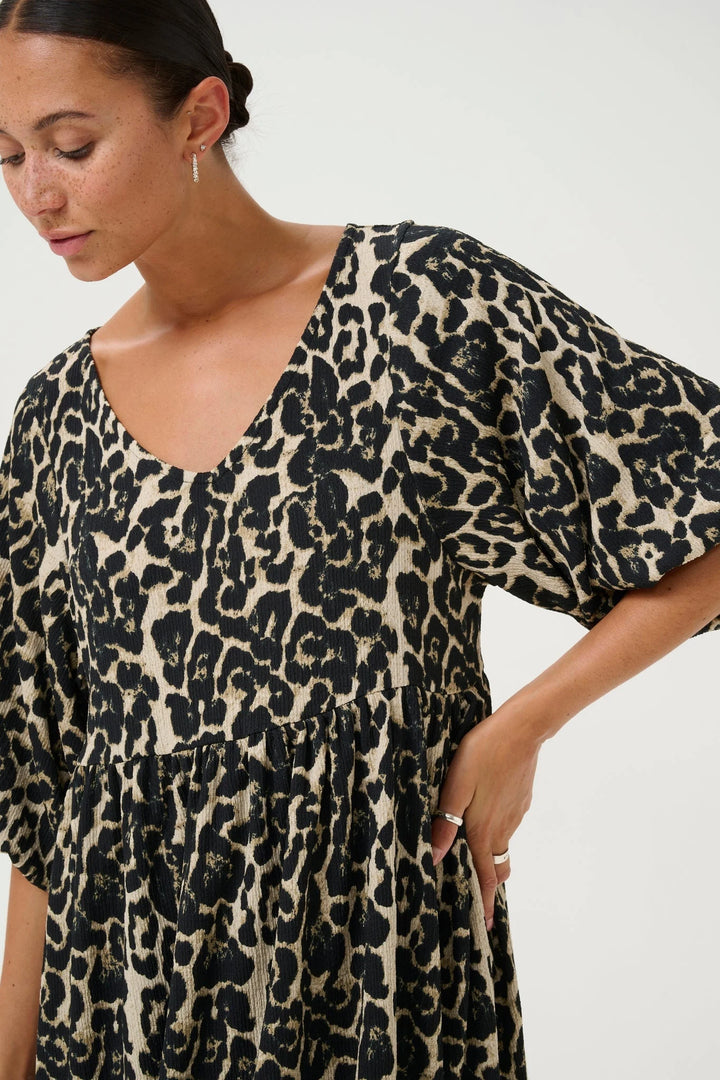 KANANI BALLOON DRESS - NATUREL LEOPARD