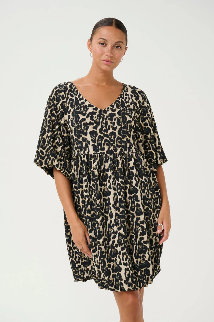 KANANI BALLOON DRESS - NATUREL LEOPARD