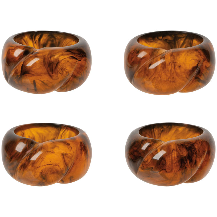 TORTOISE SHELL RESIN NAPKIN RINGS - SET OF 4