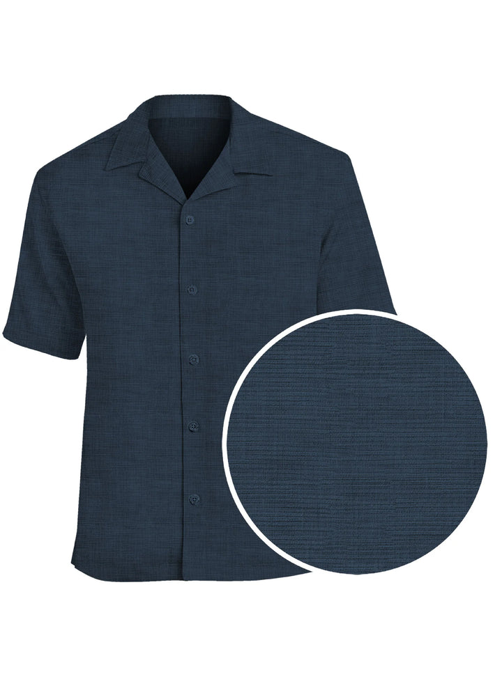 BRIAN - TEXTURED KNIT SHORT-SLEEVE SHIRT "NAVY"