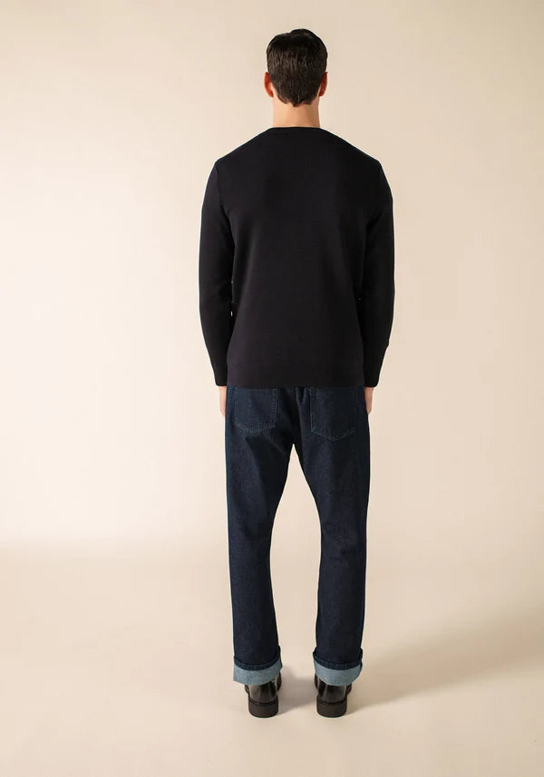 CUIRASSE II V-NECK JUMPER "NAVY"