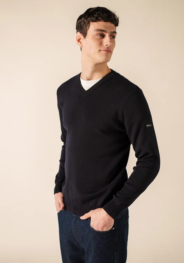 CUIRASSE II V-NECK JUMPER "NAVY"