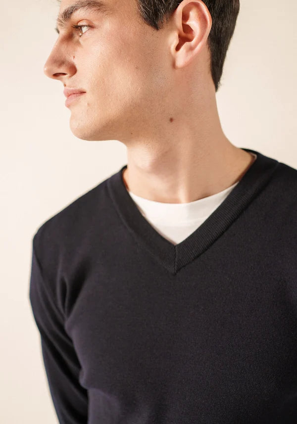 CUIRASSE II V-NECK JUMPER "NAVY"