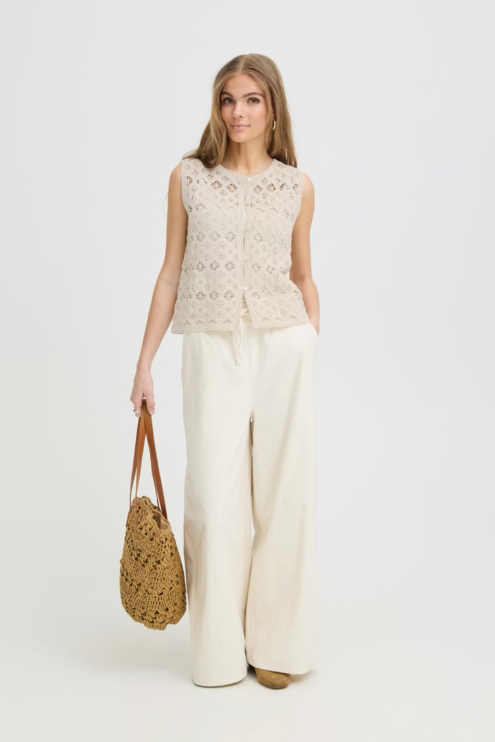 IHNEKLA TOP "BIRCH/WHITE"