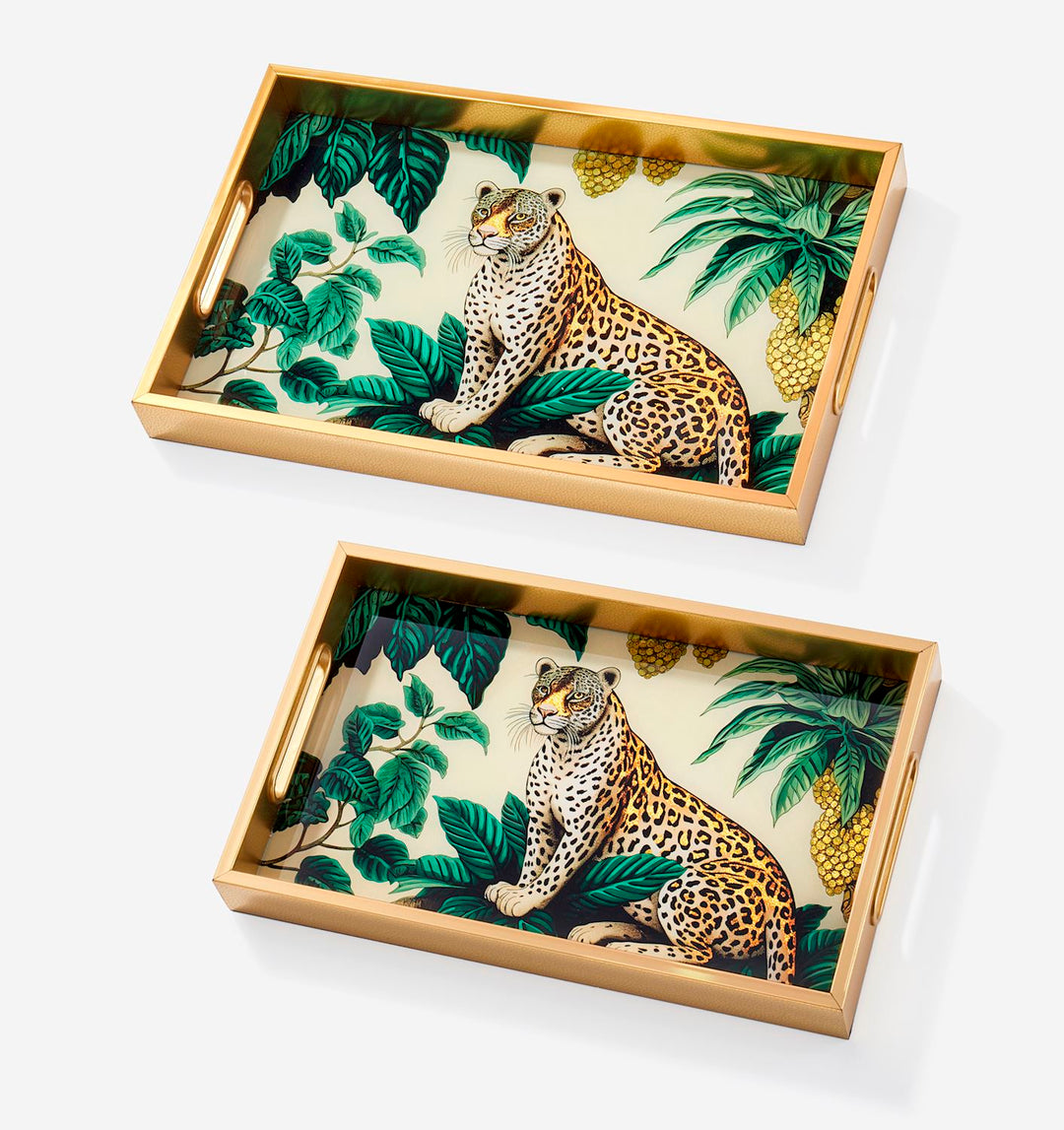 LEOPARD NESTING TRAY, SET OF 2