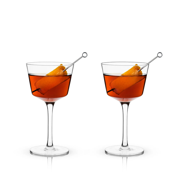 RAYE ANGLED CRYSTAL NICK &amp; NORA GLASSES, SET OF 2