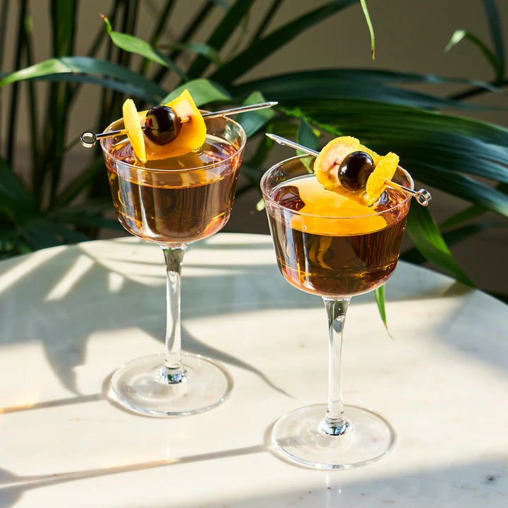 RAYE ANGLED CRYSTAL NICK &amp; NORA GLASSES, SET OF 2