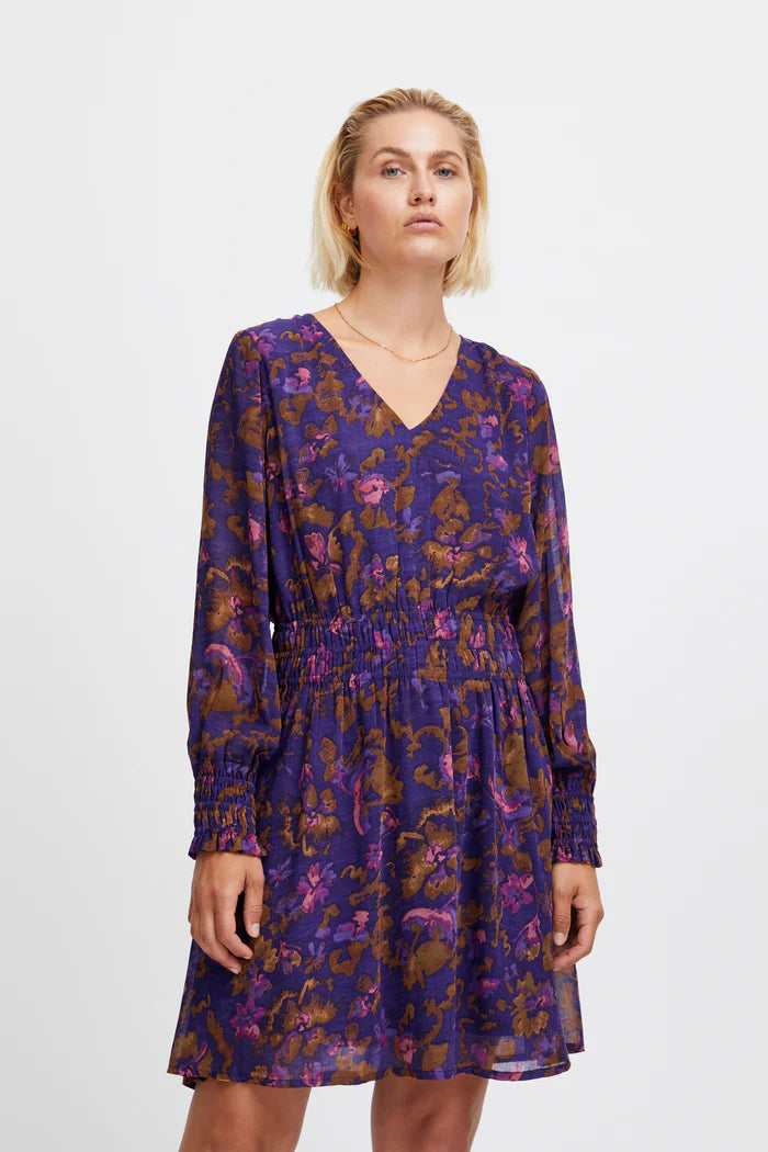 ICHI NILLY DRESS - PURPLE MULTI FLOWER