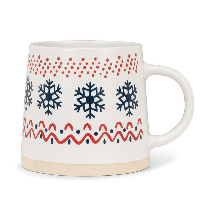 WIDE BASE MUG W/ NORDIC PATTERN 3.5&