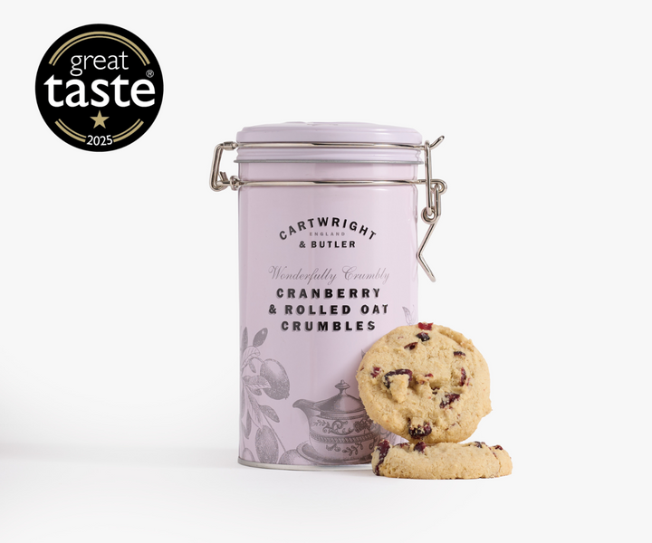 CRANBERRY &amp; ROLLED OAT CRUMBLES IN TIN 200G