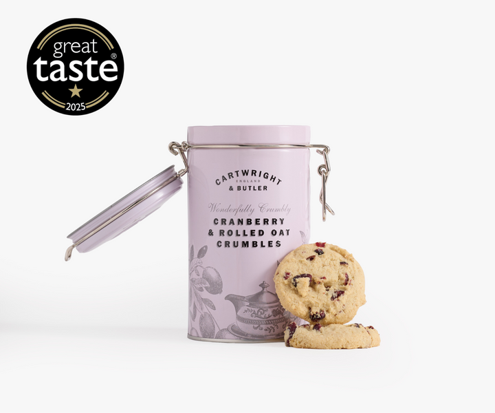 CRANBERRY &amp; ROLLED OAT CRUMBLES IN TIN 200G