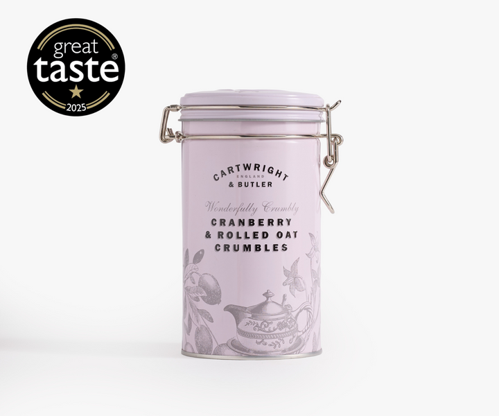 CRANBERRY &amp; ROLLED OAT CRUMBLES IN TIN 200G