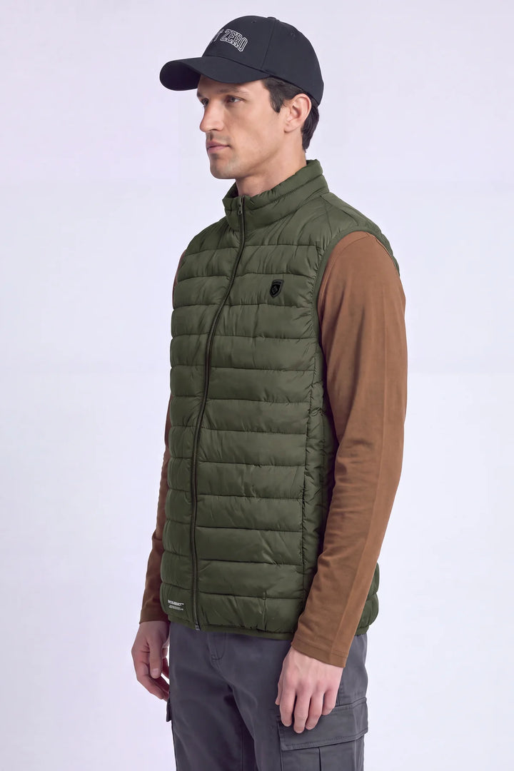 DELSON - ULTRALIGHT QUILTED VEST WITH ACTIVE FIT "OLIVE"