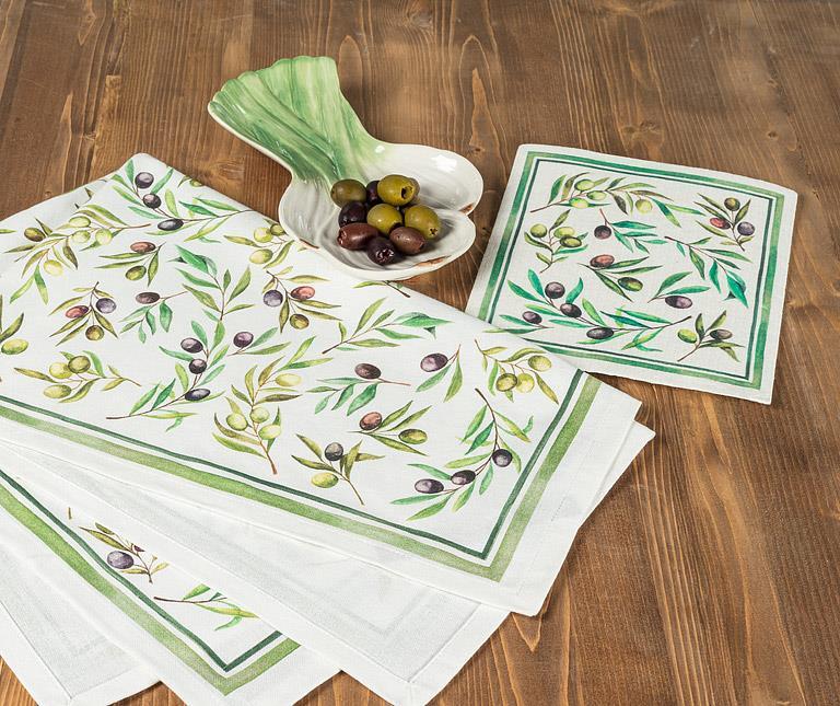 OLIVES &amp; LEAVES DISHCLOTH 6.75X7.5&