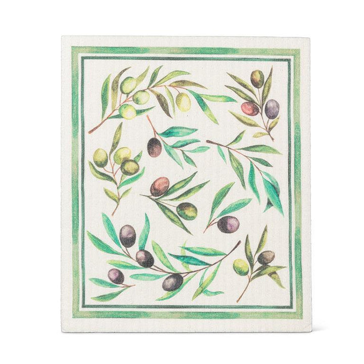 OLIVES &amp; LEAVES DISHCLOTH 6.75X7.5&