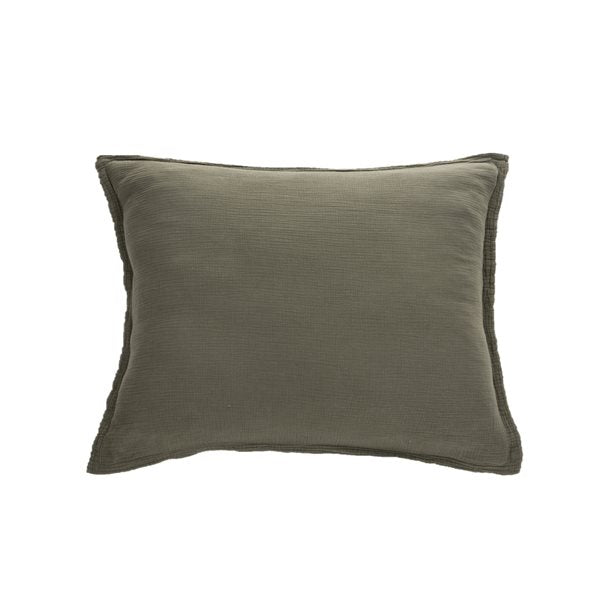 MUSLIN OLIVE DECORATIVE PILLOW SHAMS - KING 20X36 (SET OF 2)