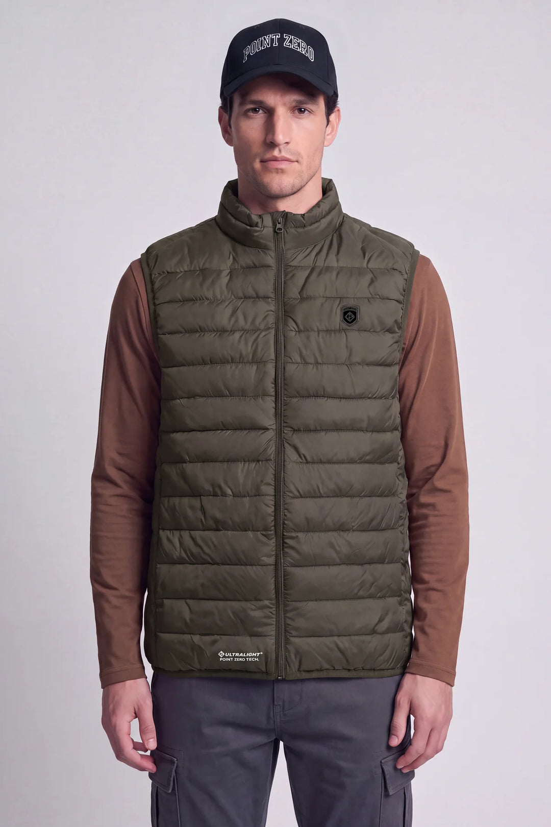 DELSON - ULTRALIGHT QUILTED VEST WITH ACTIVE FIT "OLIVE"