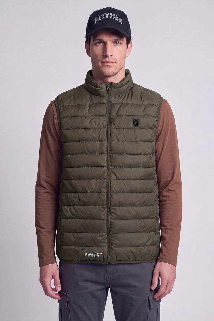 DELSON - ULTRALIGHT QUILTED VEST WITH ACTIVE FIT "OLIVE"