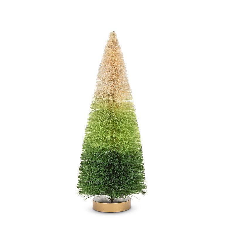 LARGE OMBRE BRUSH TREE - GREEN 12''H