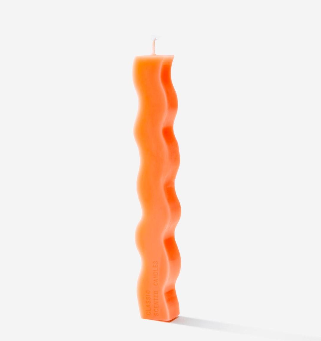 ORANGE WAVE TAPER CANDLE
