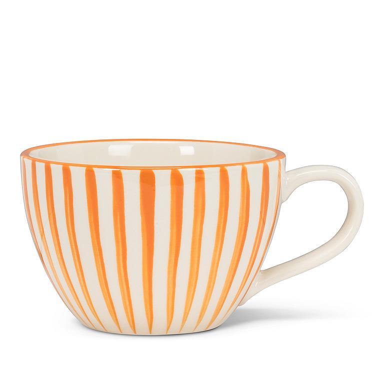 STRIPED LATTE MUG - ORANGE 3''H
