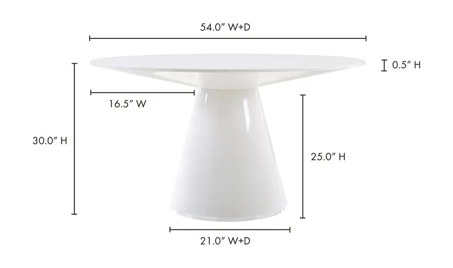 OTAGO ROUND DINING TABLE 54IN "WHITE"
