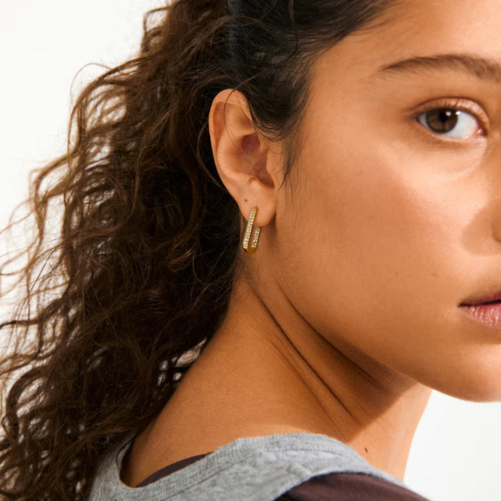 PHASE OVAL HOOP EARRINGS "GOLD PLATED"