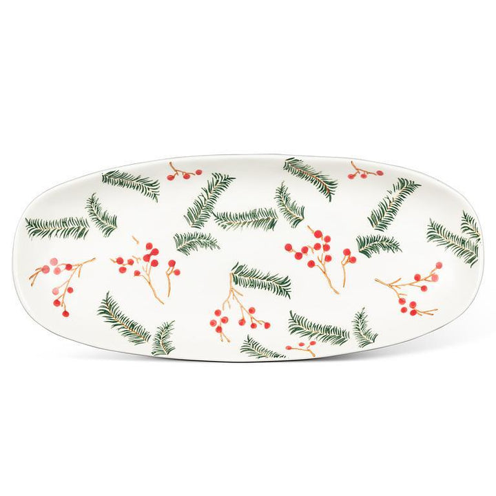 PINE & BERRIES OVAL PLATTER - 5X12''L