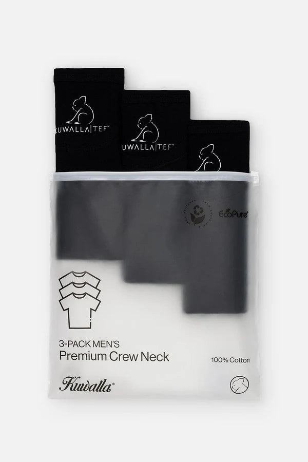 3-PACK CREW NECK T-SHIRTS "JET BLACK"