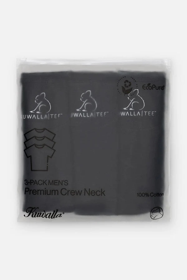 3-PACK CREW NECK T-SHIRTS "JET BLACK"