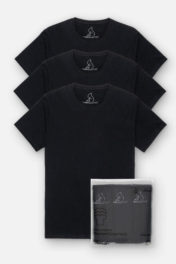 3-PACK CREW NECK T-SHIRTS "JET BLACK"