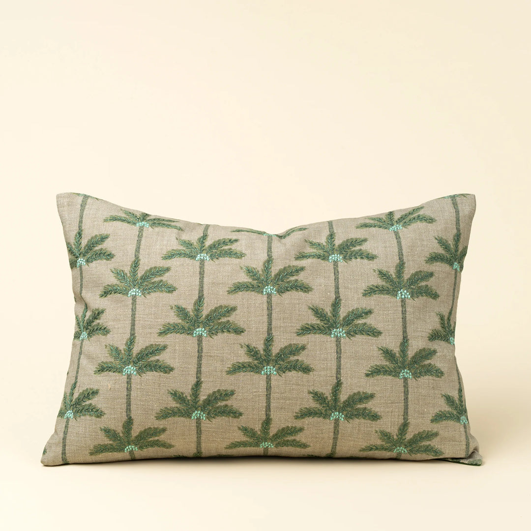EMBROIDERED PALMS PILLOW - 16X24
