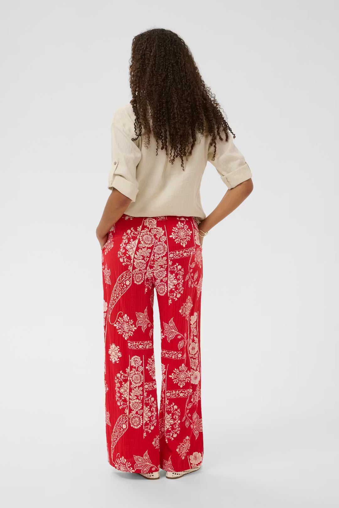 CRGIANNA TROUSERS "RED ETHNIC PRINT"