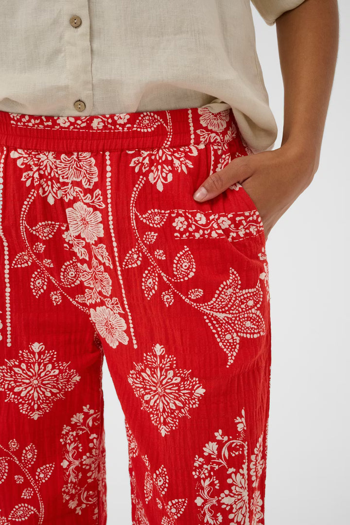 CRGIANNA TROUSERS "RED ETHNIC PRINT"