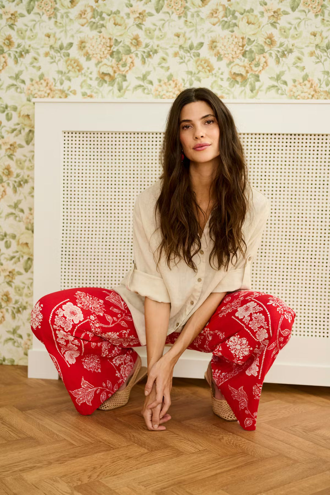 CRGIANNA TROUSERS "RED ETHNIC PRINT"