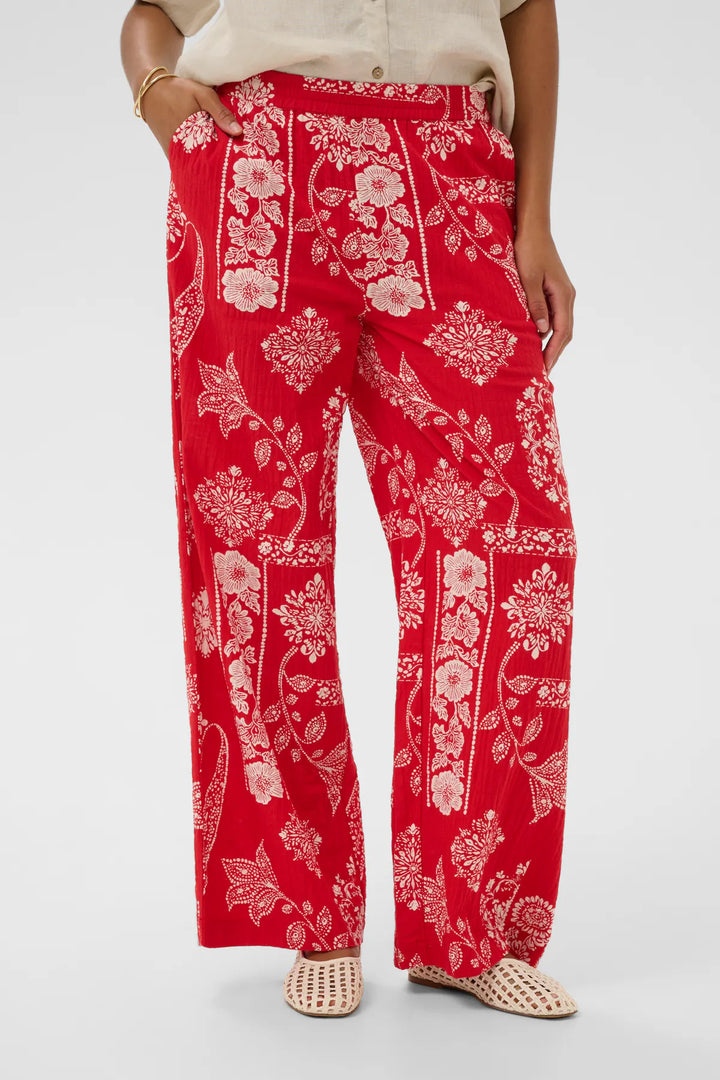 CRGIANNA TROUSERS "RED ETHNIC PRINT"