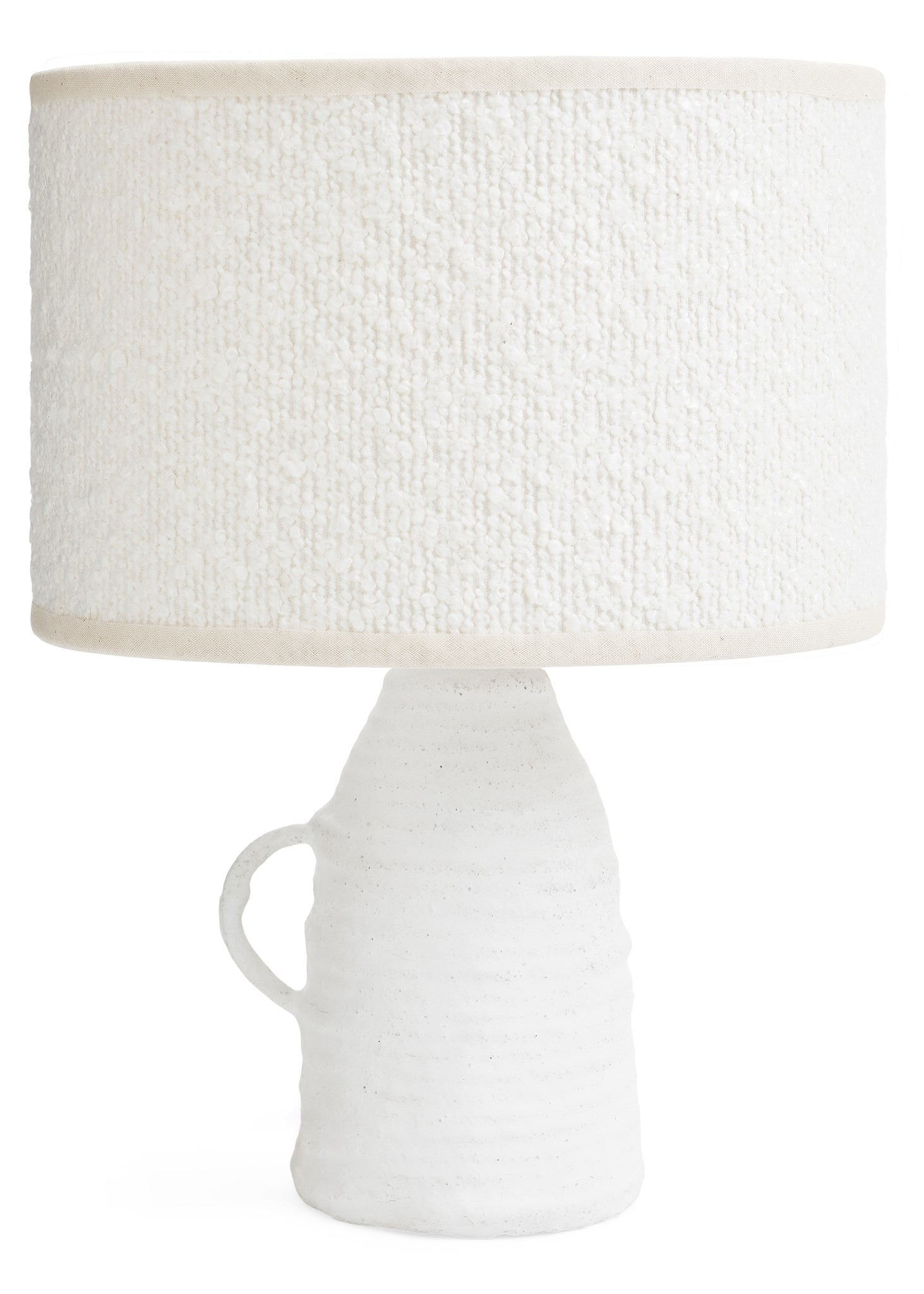 TABLE LAMP PAPER ROPE BASE W/ SHERPA SHADE - OFF-WHITE