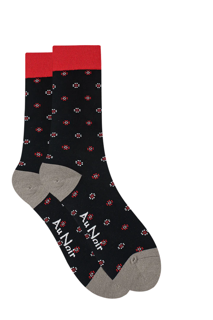 BLACK/RED PATTERNED SOCKS