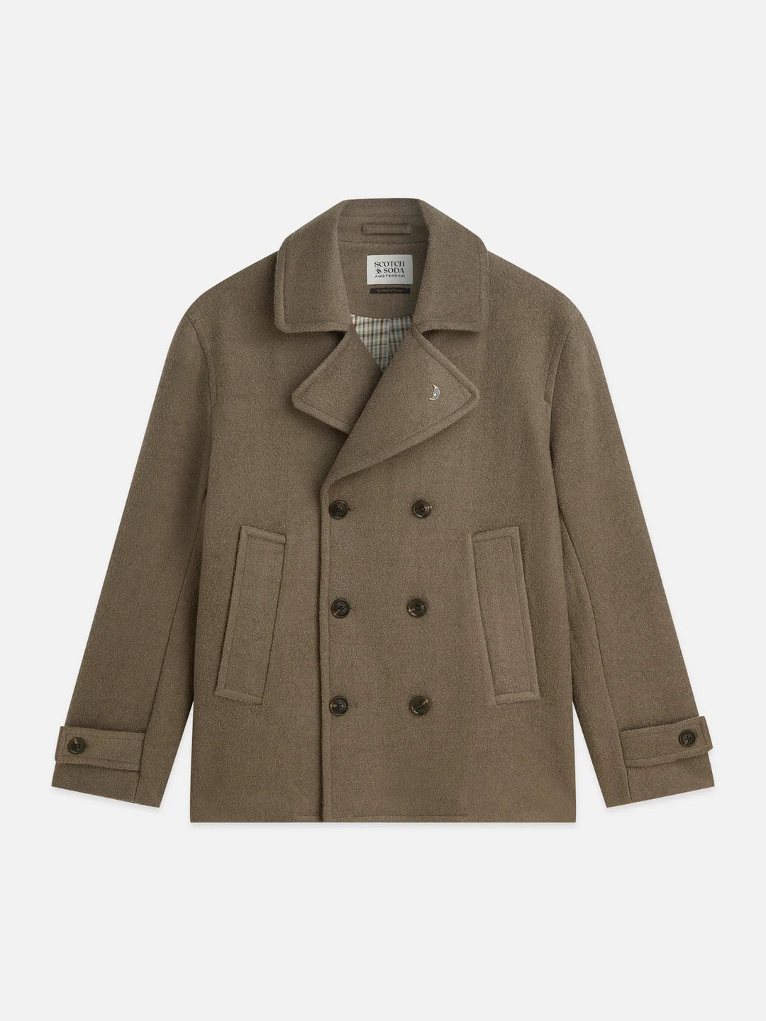 TAILORED WOOL BLEND PEACOAT "WALNUT"