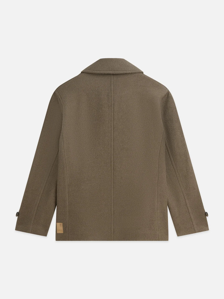 TAILORED WOOL BLEND PEACOAT "WALNUT"