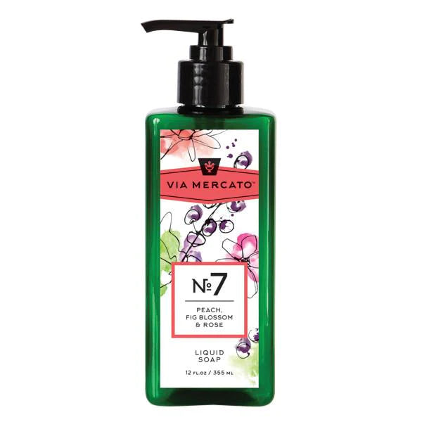 VIA MERCATO LIQUID HAND SOAP NO7 - PEACH, FIG BLOSSOM AND ROSE