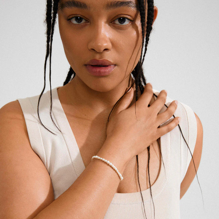 ELLIANA FRESHWATER PEARLS & GLASS BEADS BRACELET "SILVER-PLATED"