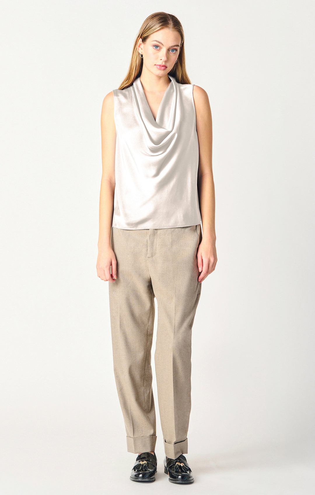 SLEEVELESS DRAPED BLOUSE "PEARL"