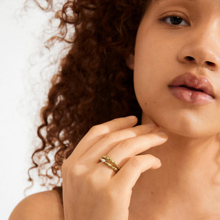 SHIFT RECYCLED PEARL 2-IN-1 RINGS "GOLD-PLATED"