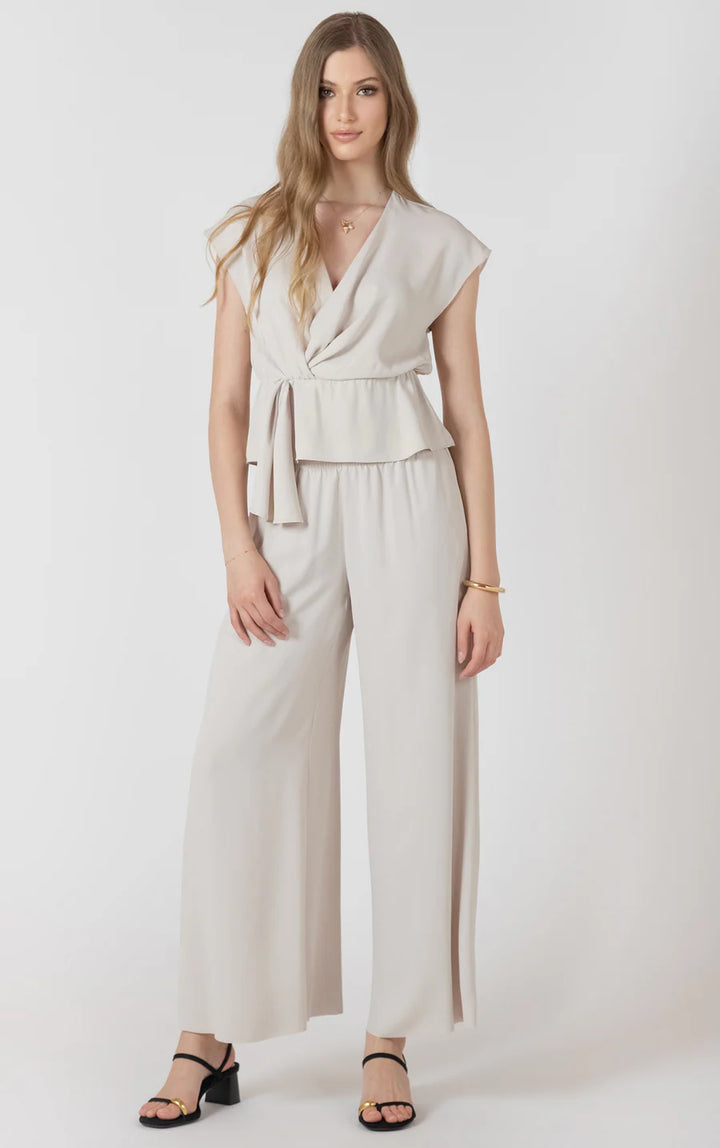 FLOWY WIDE LEG PANTS "MATTE PEARL"