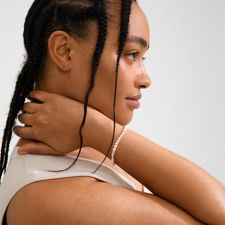 ELLIANA FRESHWATER PEARLS & GLASS BEADS BRACELET "GOLD-PLATED"