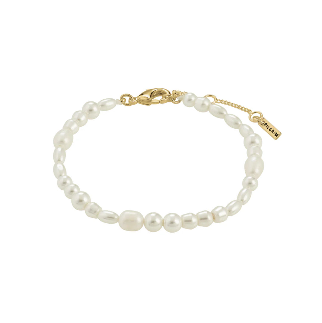 ELLIANA FRESHWATER PEARLS & GLASS BEADS BRACELET "GOLD-PLATED"